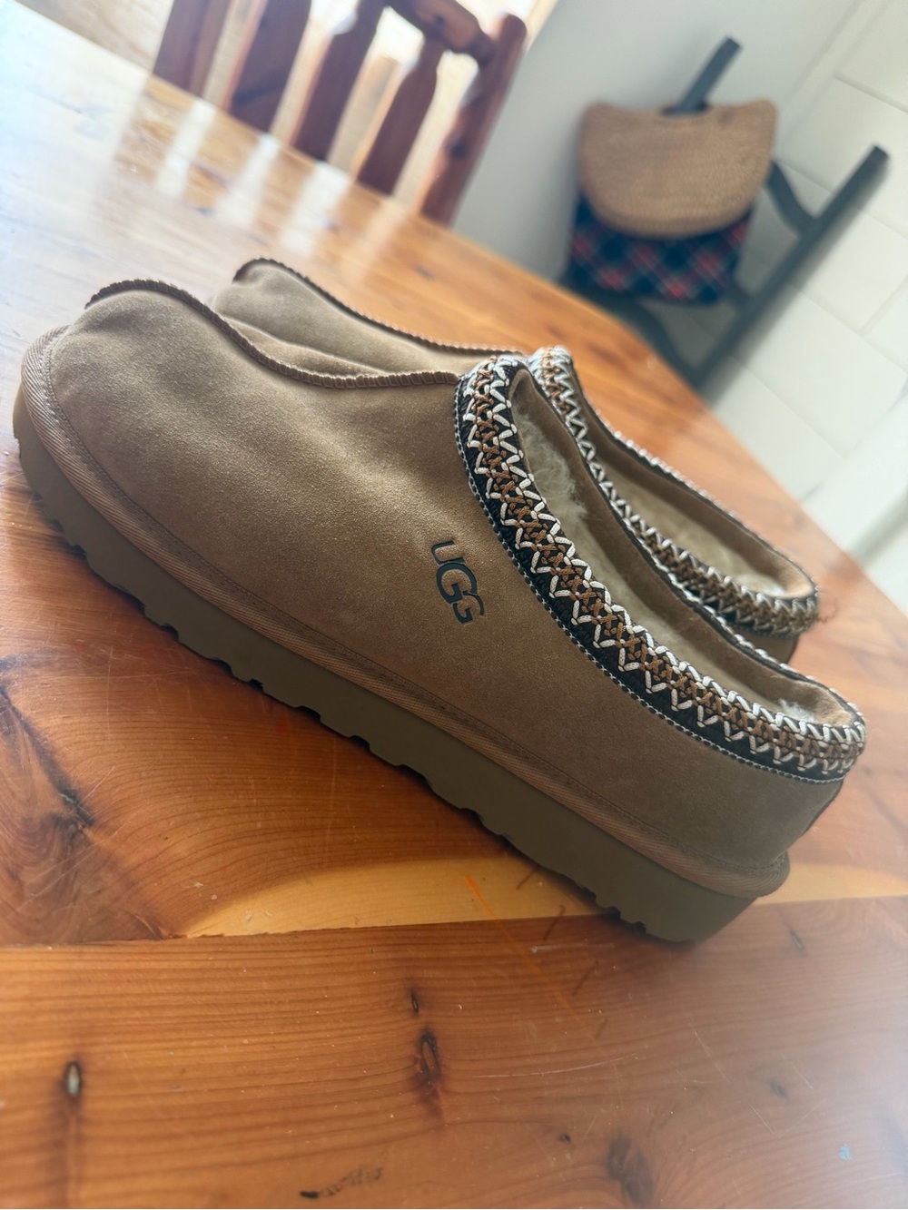 UGG Men’s Slip-On Suede Loafers in Chestnut Brown